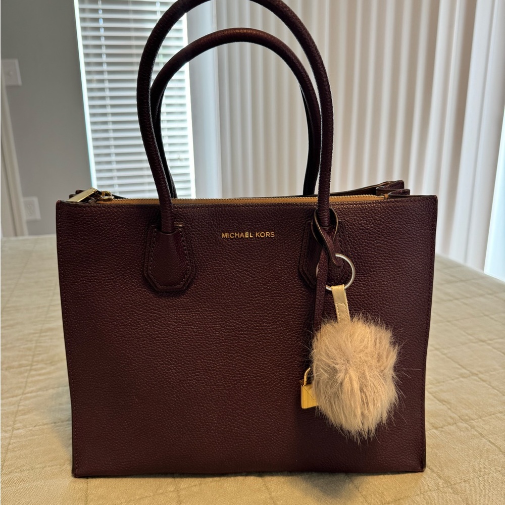 Michael Kors Purple Leather Satchel with Gold Hardware
